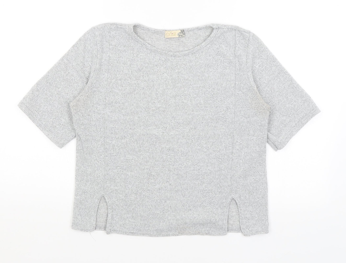 Womens UK Size M Silk Grey Cropped T-Shirt