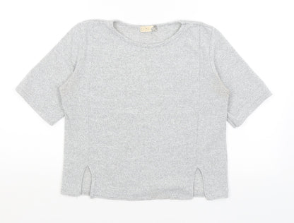 Womens UK Size M Silk Grey Cropped T-Shirt