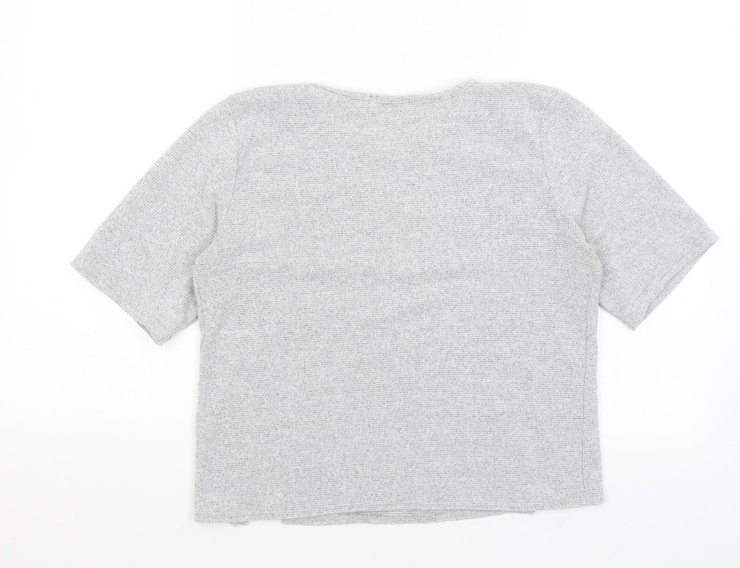 Womens UK Size M Silk Grey Cropped T-Shirt