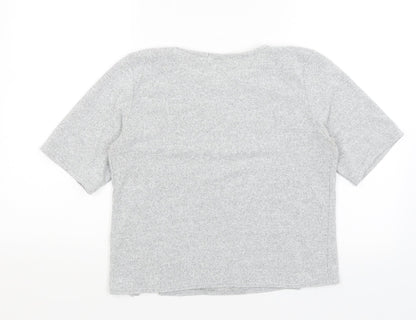 Womens UK Size M Silk Grey Cropped T-Shirt