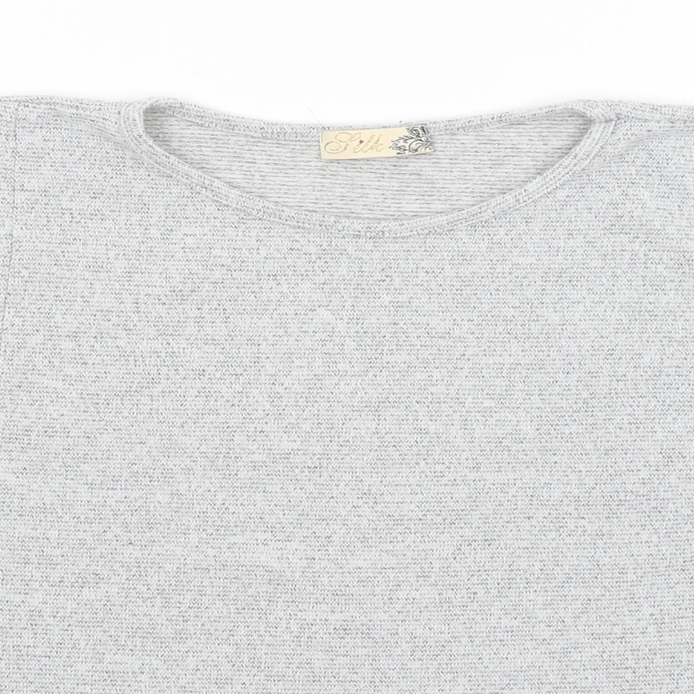 Womens UK Size M Silk Grey Cropped T-Shirt