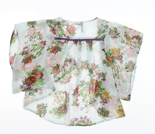 Influence Womens Blue Floral  Wrap Jumper Size 8