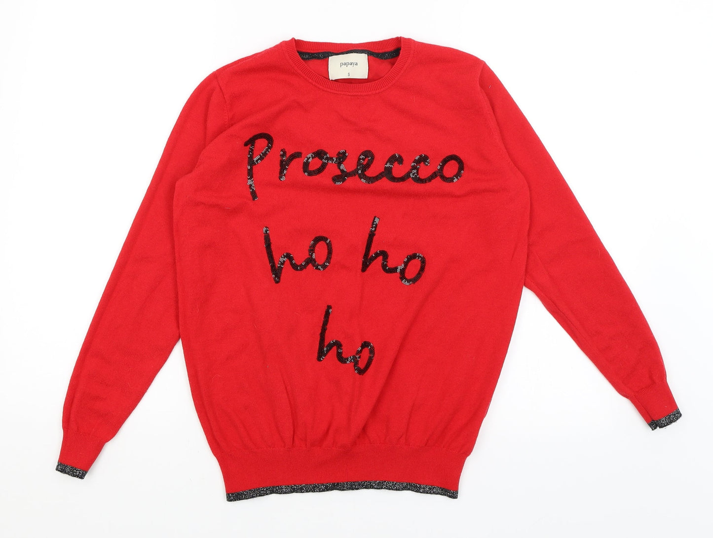 Womens UK Size S Papaya Red Pullover Jumper