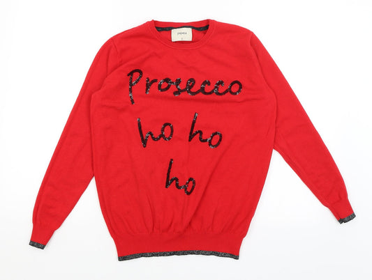 Womens UK Size S Papaya Red Pullover Jumper