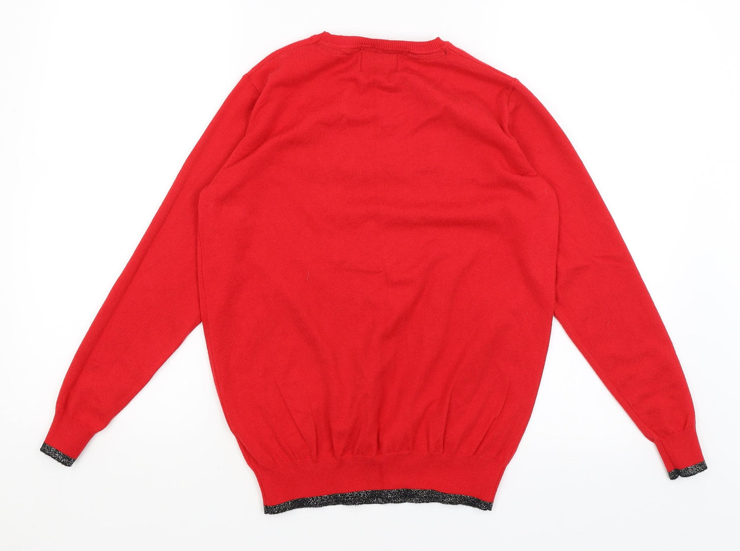 Womens UK Size S Papaya Red Pullover Jumper