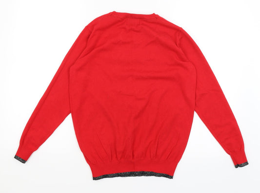 Womens UK Size S Papaya Red Pullover Jumper