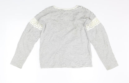 M&Co Girls White Striped  Pullover Jumper Size 12-13 Years