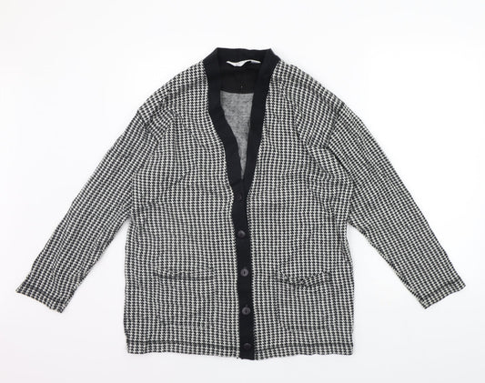 BHS Womens Grey Geometric  Cardigan Jumper Size 10