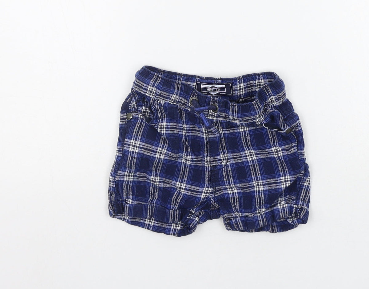 NEXT Boys Blue Check  Cropped Trousers Size 9-12 Months