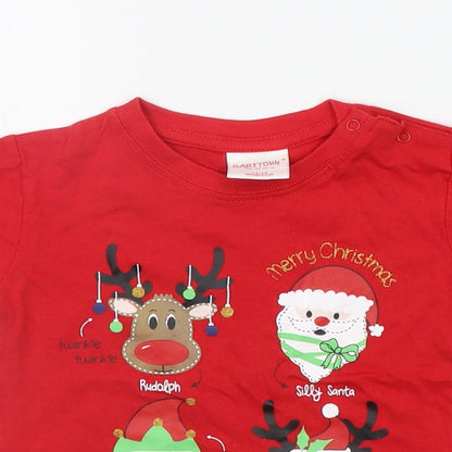 Babytown Boys Red   Basic Polo Size 12-18 Months  - CHRISTMAS