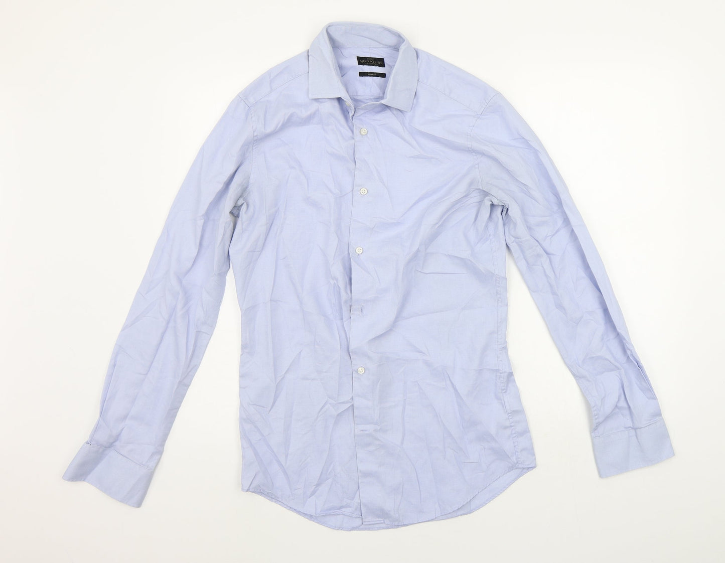 Mens UK Size 15 NEXT Blue  Button-Up Long Sleeve Casual Shirt