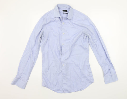Mens UK Size 15 NEXT Blue  Button-Up Long Sleeve Casual Shirt