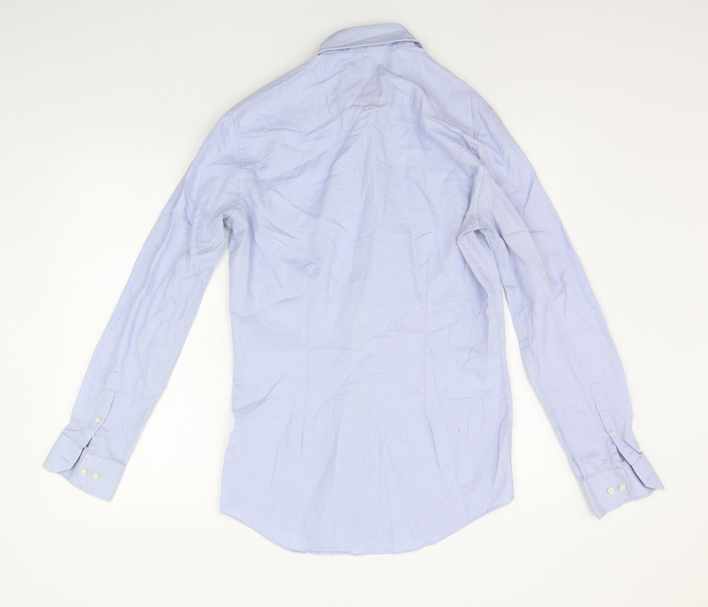 Mens UK Size 15 NEXT Blue  Button-Up Long Sleeve Casual Shirt