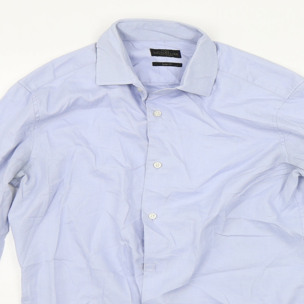 Mens UK Size 15 NEXT Blue  Button-Up Long Sleeve Casual Shirt