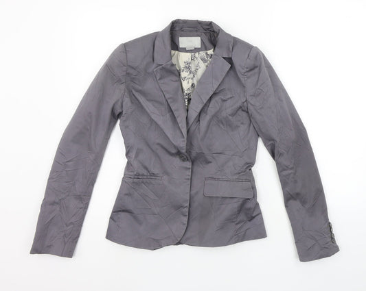 H&M Womens Grey Ikat  Jacket Blazer Size 6
