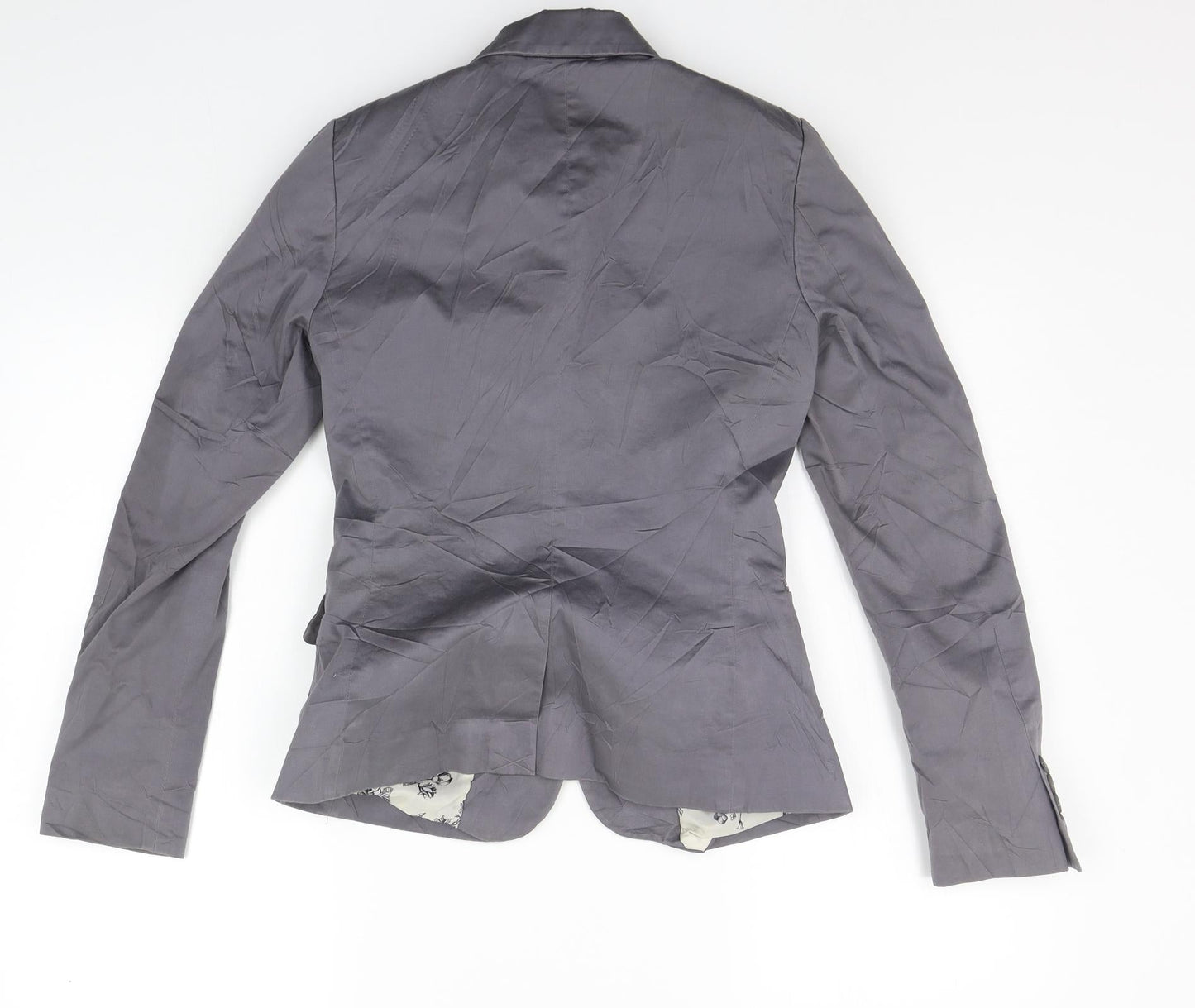 H&M Womens Grey Ikat  Jacket Blazer Size 6