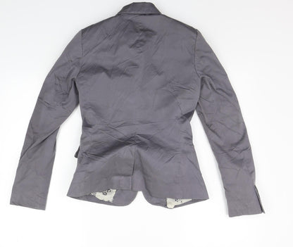 H&M Womens Grey Ikat  Jacket Blazer Size 6