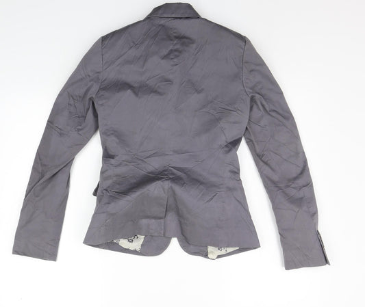 H&M Womens Grey Ikat  Jacket Blazer Size 6