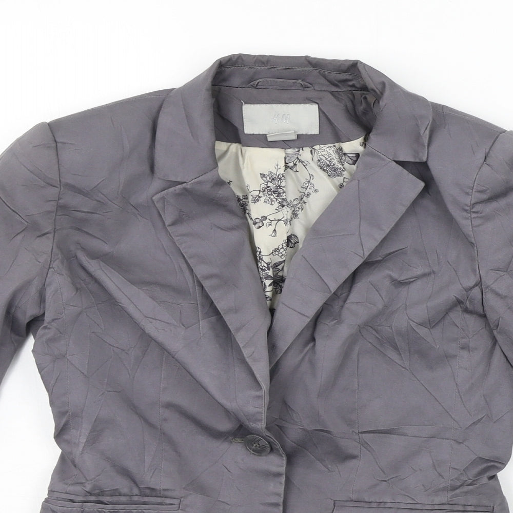 H&M Womens Grey Ikat  Jacket Blazer Size 6