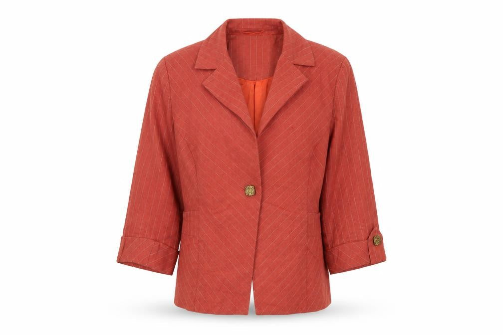 Womens UK Size 10 Per Una Regular Orange Suit Jacket