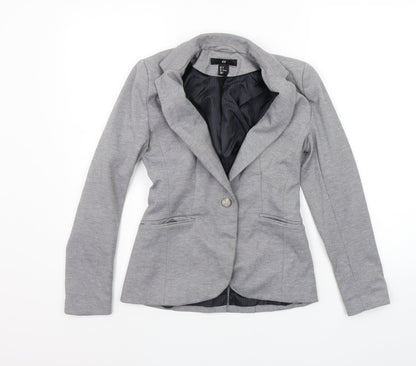 H&M Womens Grey Striped  Jacket Suit Jacket Size 6