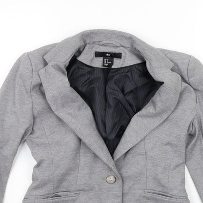 H&M Womens Grey Striped  Jacket Suit Jacket Size 6