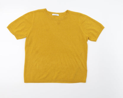 Marks and Spencer Womens Yellow  Knit Basic T-Shirt Size 14