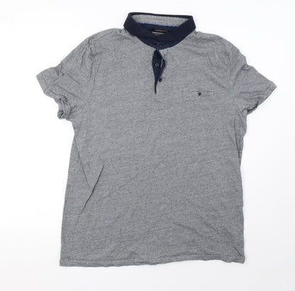 F&F Mens Black Geometric   Polo Size L