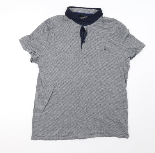 F&F Mens Black Geometric   Polo Size L