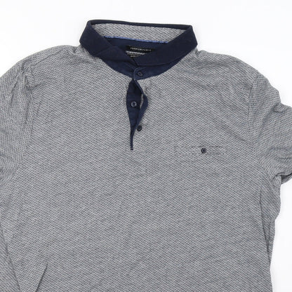 F&F Mens Black Geometric   Polo Size L