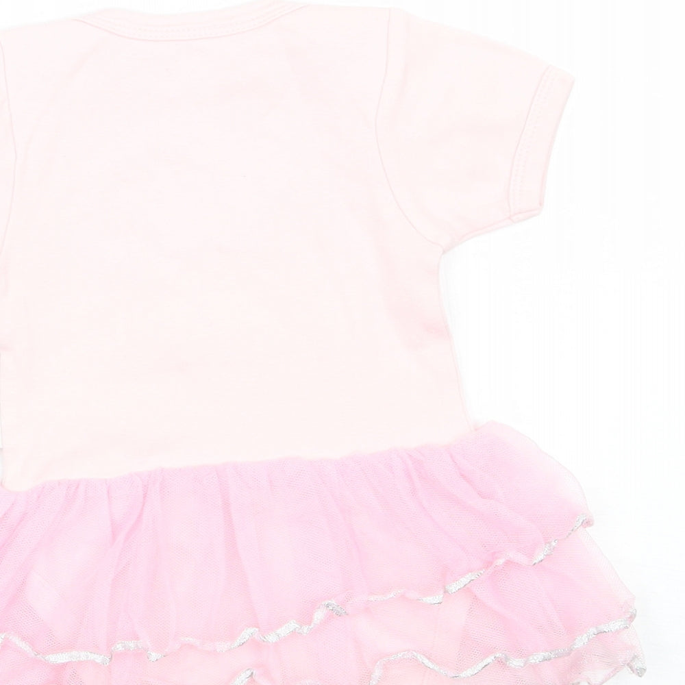 Beauty And The Bib Girls Pink   Babygrow One-Piece Size 6-9 Months