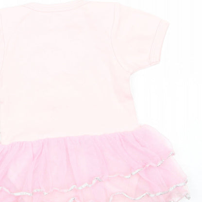 Beauty And The Bib Girls Pink   Babygrow One-Piece Size 6-9 Months
