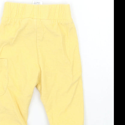 Marks and Spencer Girls Yellow   Sweatpants Trousers Size 3-6 Months