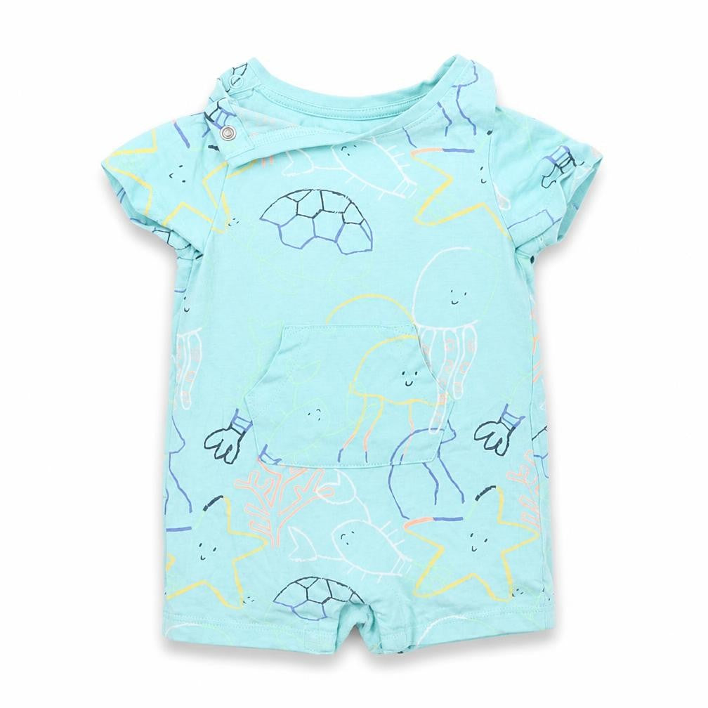 Marks & Spencer Baby Blue Geometric  Babygrow One-Piece Size 0-3 Months