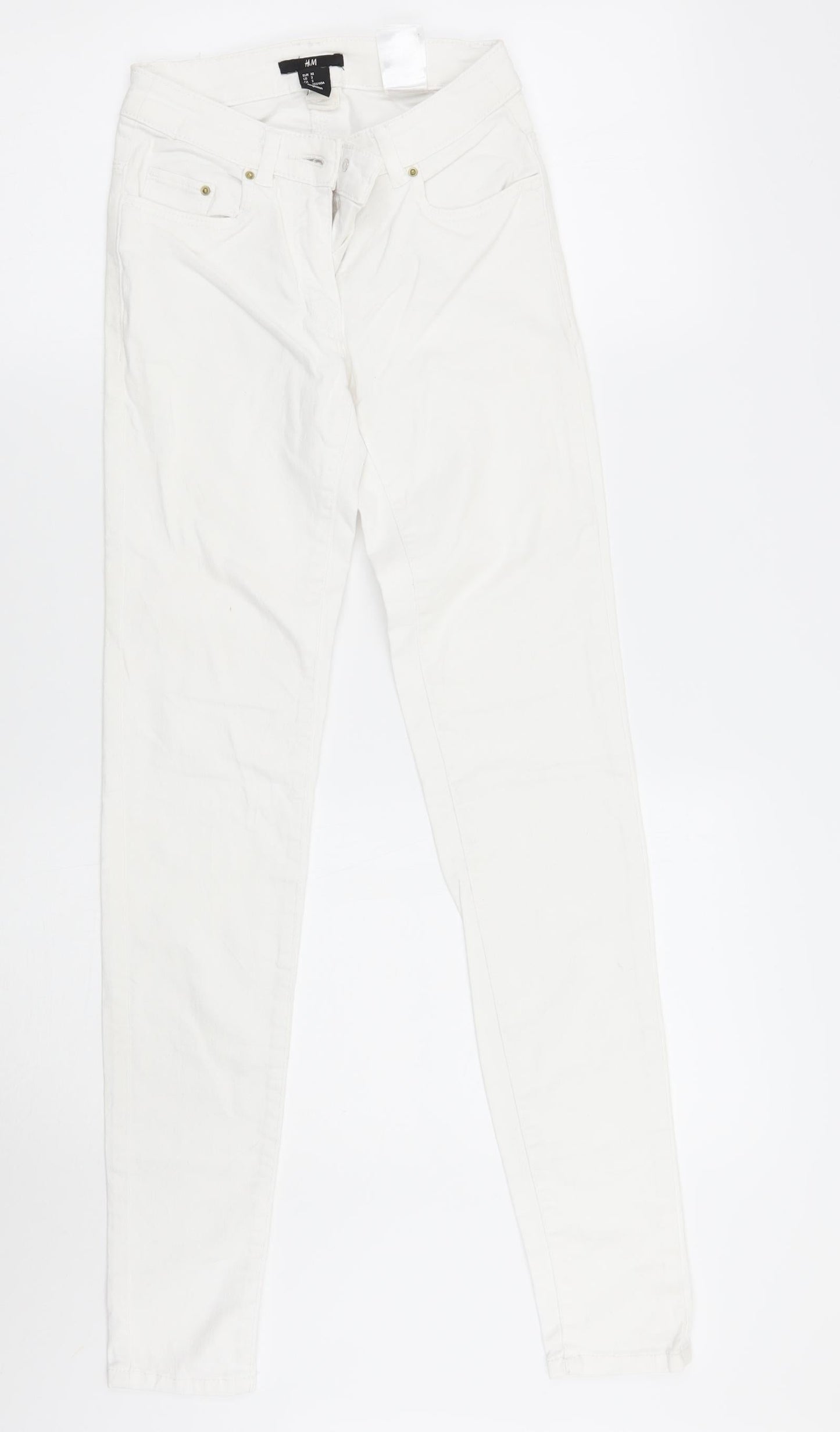 Womens UK Size 2XS H&M Regular Fit Skinny White Jeans