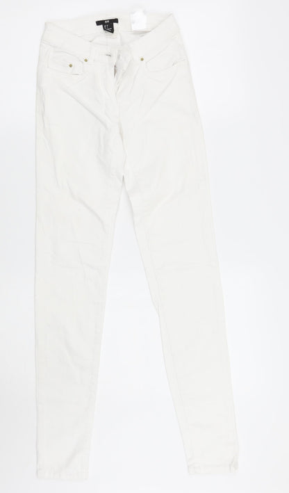 Womens UK Size 2XS H&M Regular Fit Skinny White Jeans