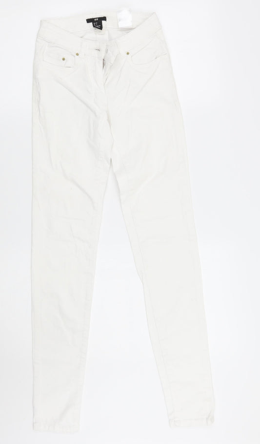 Womens UK Size 2XS H&M Regular Fit Skinny White Jeans