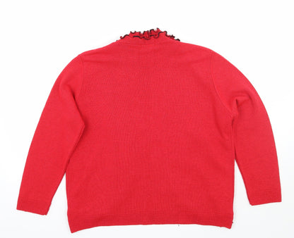 Elegant Collection Womens Red   Cardigan Jumper Size L