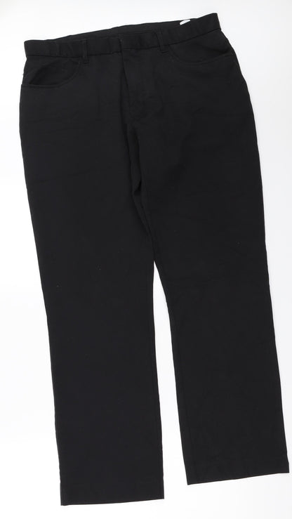 Mens UK Size 36 in Cedar Wood State Regular Fit  Black Trousers