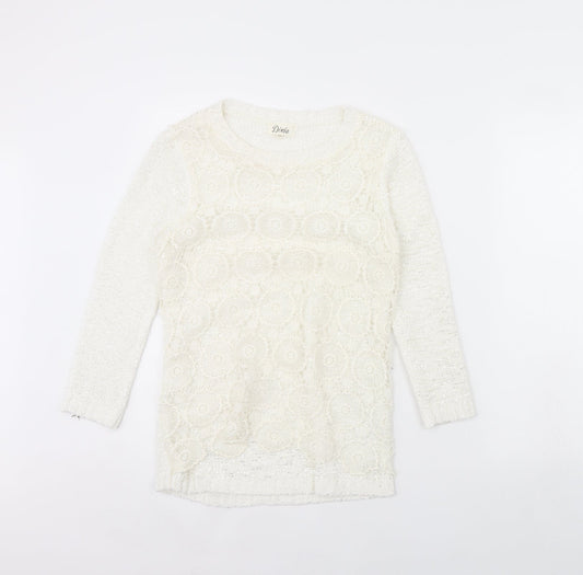 Dixie Womens White   Pullover Jumper Size S
