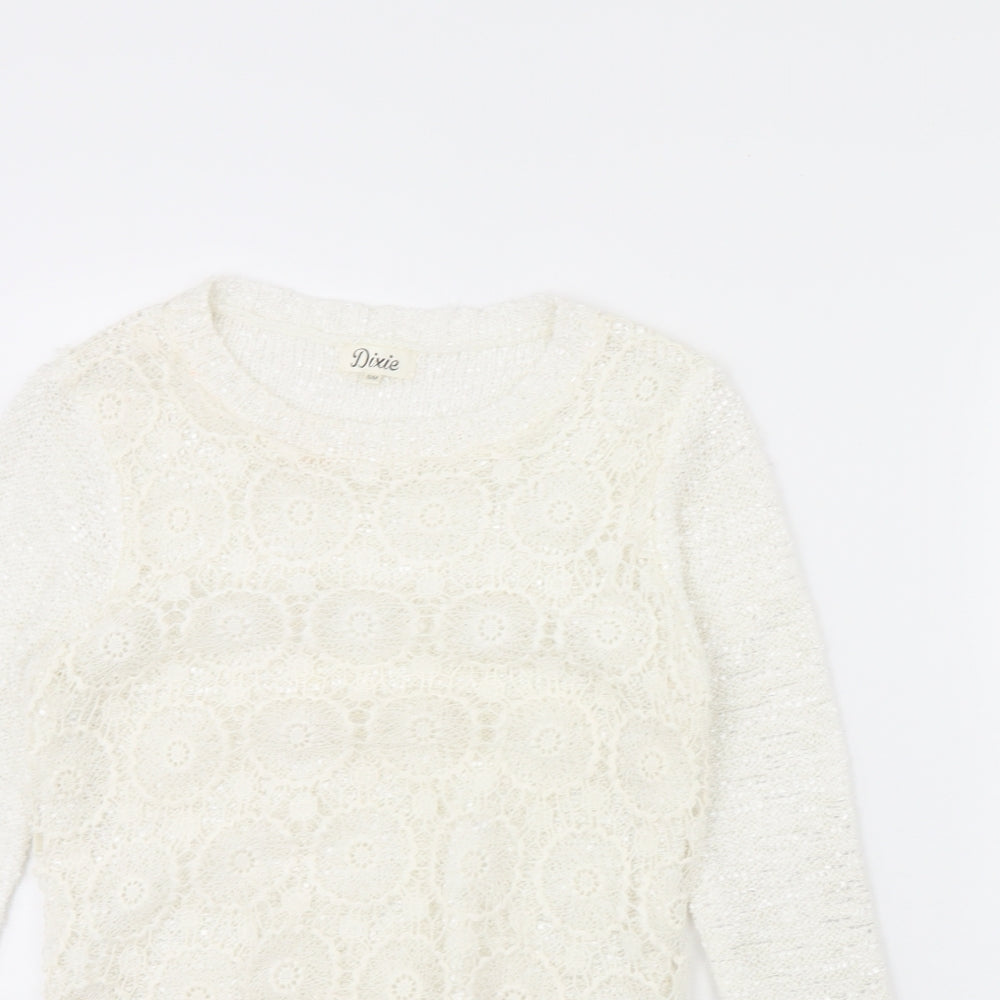 Dixie Womens White   Pullover Jumper Size S