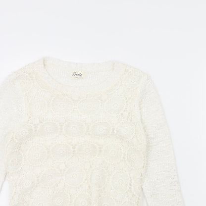 Dixie Womens White   Pullover Jumper Size S