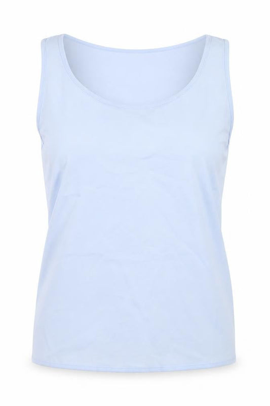 Front view of Mackays Blue Basic Tank, size 12
