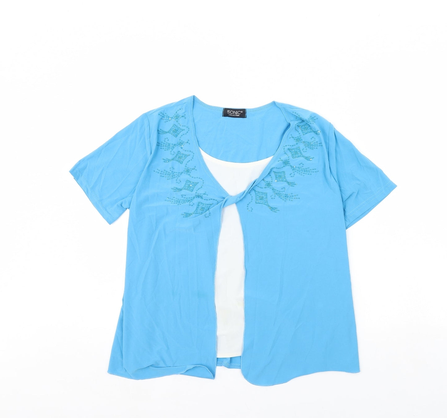 Womens UK Size 10 Sonic Collection Blue Basic Blouse