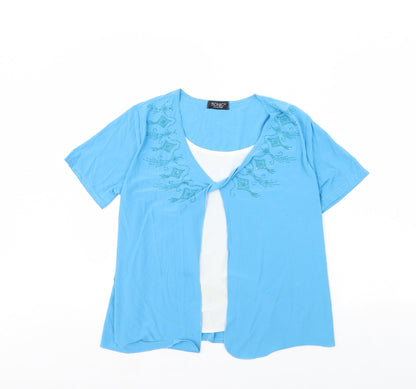 Womens UK Size 10 Sonic Collection Blue Basic Blouse