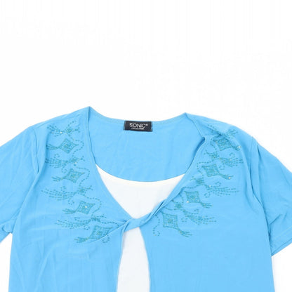 Womens UK Size 10 Sonic Collection Blue Basic Blouse