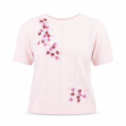Womens UK Size S Mia Moda Pink Pullover Jumper