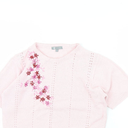 Womens UK Size S Mia Moda Pink Pullover Jumper