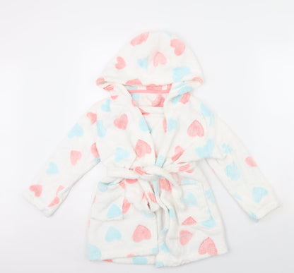 Preworn Girls White Polka Dot  Cami Gown Size 6 Years