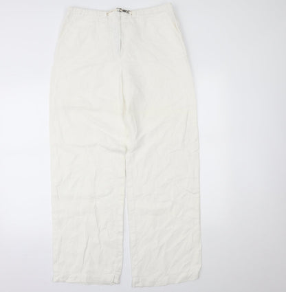 Molton Womens White   Trousers  Size 14 L28 in